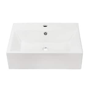 20 in. x 16 in. Bathroom Vessel Sink Modern Porcelain Rectangular Above White Ceramic Vessel Vanity Sink Art Basin