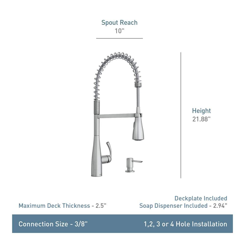 Essie Chrome High Arc Pull-Down Kitchen Faucet with Soap Dispenser