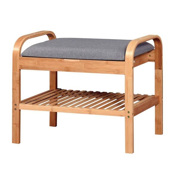 Welwick Designs Rustic Oak Solid Wood Entry Bench with Angled Shoe