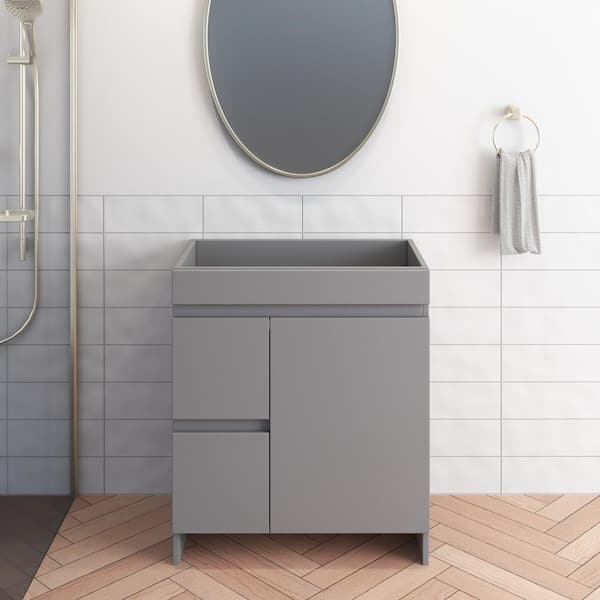 VOLPA USA AMERICAN CRAFTED VANITIES Mace 30 in. W x 18 in. D x 34 in. H Bath Vanity Cabinet without Top in Gray with Left-Side Drawers