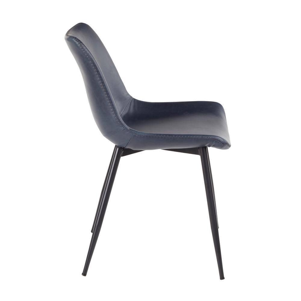 High Blue Faux Leather Upholstered Metal Side Chair