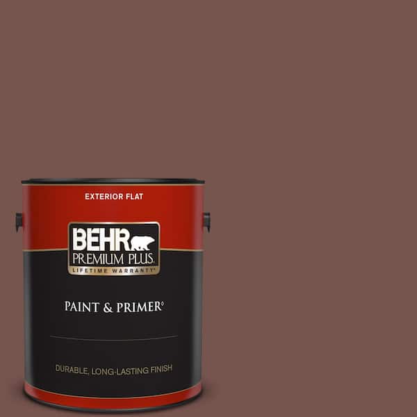 BEHR PREMIUM PLUS 1 gal. #PPU2-20 Oxblood Flat Exterior Paint & Primer