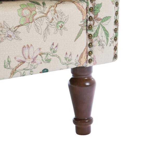 Uixe Retro Bird Pattern Linen Nailhead Trim Upholstered High