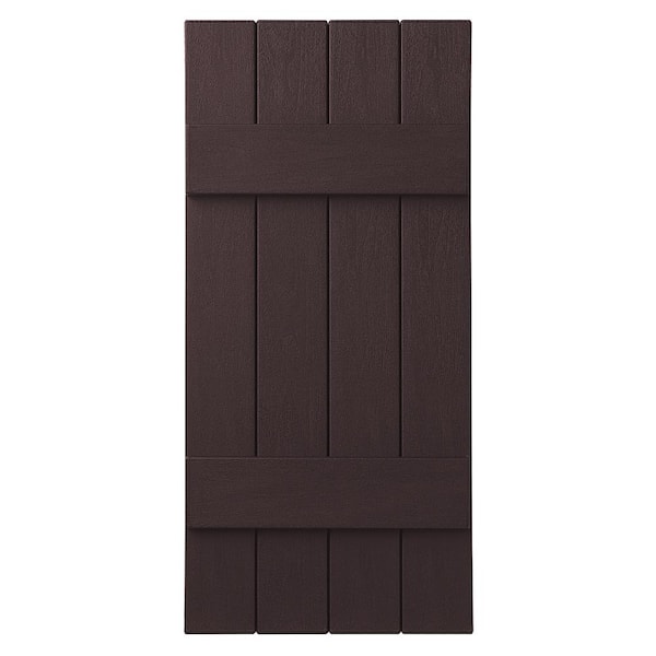 Ply Gem 15 in. x 31 in. Polypropylene 4-Board Closed Board and Batten Shutters Pair in Winestone