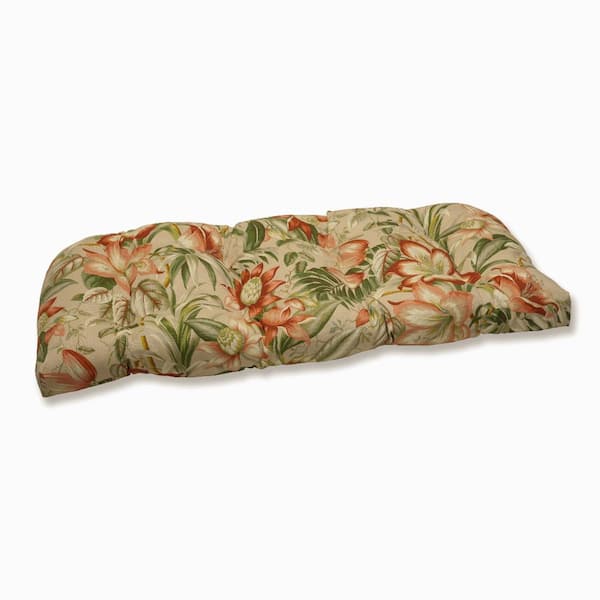 Pillow Perfect Tropical Rectangular Outdoor Bench Cushion in Beige