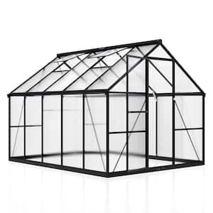 8 ft. W x 10 ft. D Greenhouse for Outdoors, Polycarbonate Greenhouse with Quick Setup Structure and Roof Vent, Black