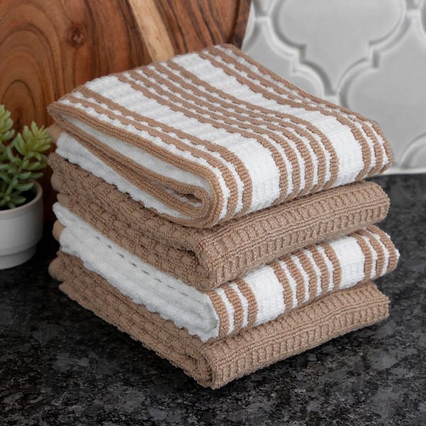 T-fal Sand Coordinating Flat Waffle Weave Cotton Dish Cloth Set of