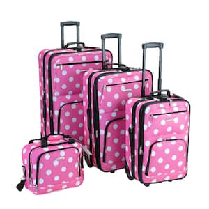 Polka Expandable Luggage 4-Piece Softside Luggage Set, Pink Dot