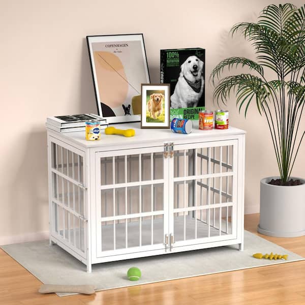 White 28 in. Accent Cabinet Office Storage Cabinet with Double-Sided Opening