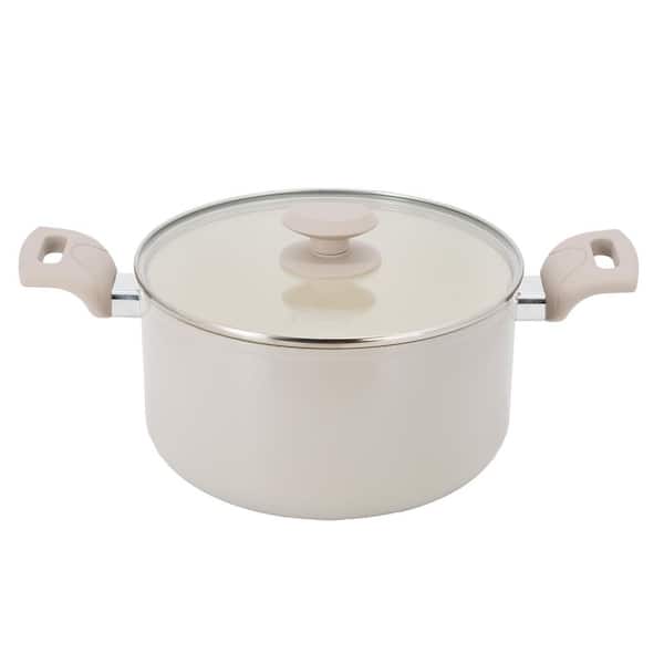 6 Quart Ceramic Nonstick Aluminum Dutch Oven with Lid in Beige