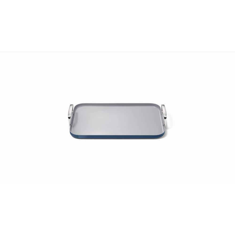 Navy Ceramic Nonstick Double Burner Griddle with Stainless Steel Handles