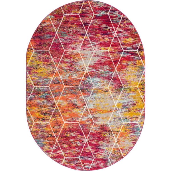 Trellis Frieze Geometric Multi 7 ft. 1 in. x 10 ft. Area Rug