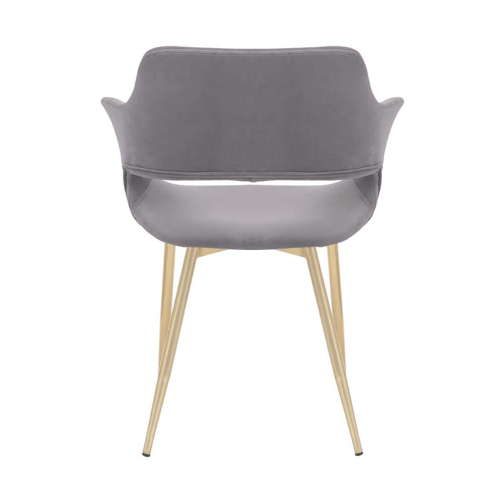 Gigi Gray Velvet Arm Chair with Gold Metal Legs