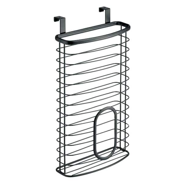 iDesign Classico Metal Over-the-Cabinet Bag Holder for Kitchen/Bathroom,  Chrome 
