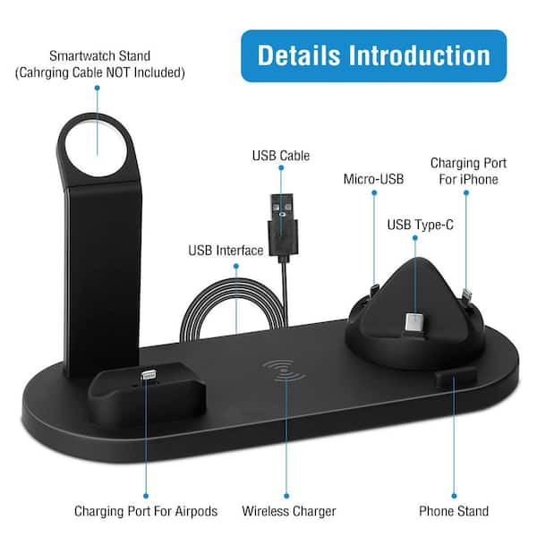 4 in 1 Wireless Charging Dock Charger Stand for iPhone Airpods