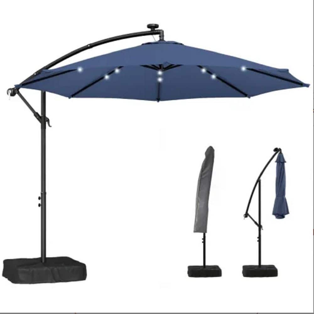9.6 ft. x 8 ft Cantilever Patio Umbrella in Dark Blue Solar Adjustable Polyester Canopy (Only Umbrella) price history on PriceWatchPro
