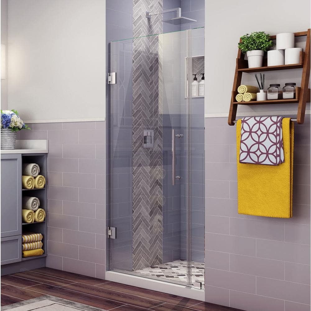 Belmore 32.25 in. to 33.25 in. x 72 in. Frameless Hinged Shower Door in Chrome price history on PriceWatchPro