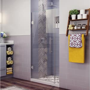 Belmore 36.25 in. to 37.25 in. x 72 in. Frameless Hinged Shower Door in Chrome