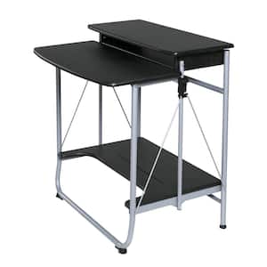 28 in. Rectangular Black/Gray Computer Desk with Adjustable Height Feature