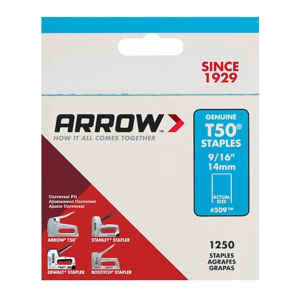 1,250-Pack-1 Arrow Fastener 509 Genuine T50 9/16-Inch Staples 