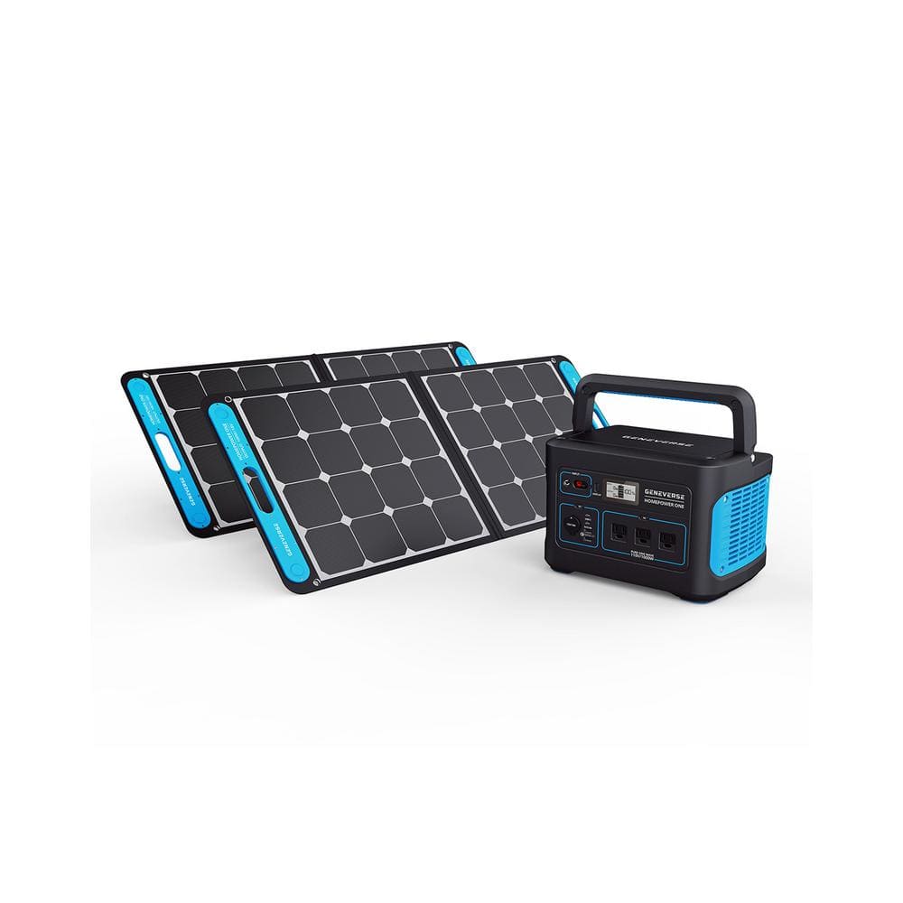 Générateur solaire HomePower ONE par Geneverse avec batterie de secours et  2 panneaux solaires 1002 Wh 60-GVUS-SG11X2