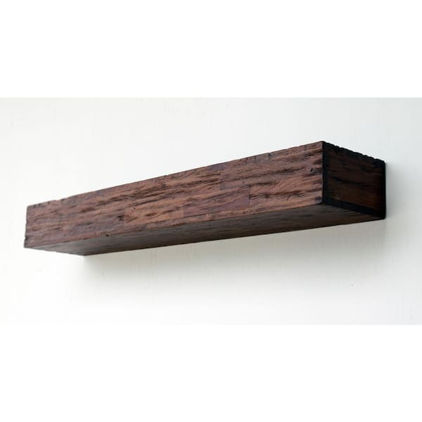 72 in. Distressed Fireplace Wall Cap Shelf Mantel