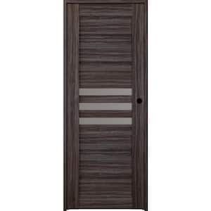 Dome 18 in. x 80 in. Left-Hand 3-Lite Frosted Glass Solid Core Gray Oak Wood Composite Single Prehung Interior Door