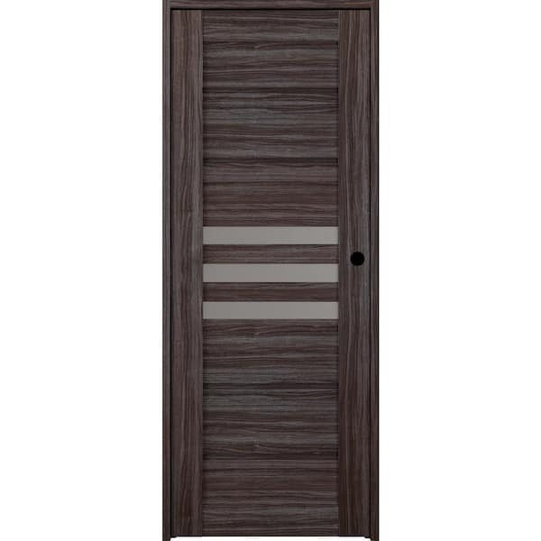 Belldinni Dome 18 in. x 80 in. Left-Hand 3-Lite Frosted Glass Solid Core Gray Oak Wood Composite Single Prehung Interior Door