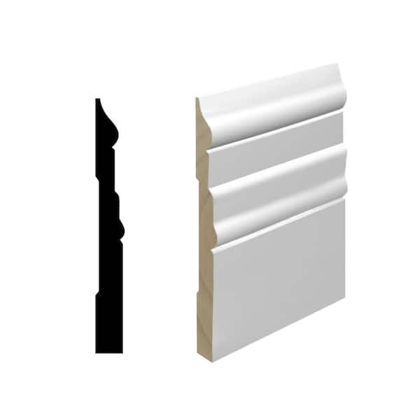 RMB 625 11/16 in.D x 6 1/4 in. W x 96 in. L Primed Pine Finger-Joined Baseboard Molding 20-Piece 160 ft. Total