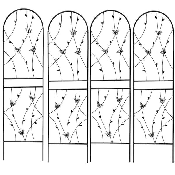 Sudzendf 4 Pack 71 in. x 19.7 in. Black Metal Garden Trellis, Rustproof Trellis for Climbing Plants Outdoor Flower Support