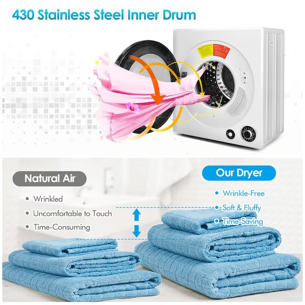 Clothes Dryer, Portable Laundry Dryer Dries Up To 13.2LB Compact Laundry  Dryers, 3.5 Cu.Ft Front Load Tumble Stainless Steel Electric Dryer Machine  With Stainless Steel Tub & Easy Control Knob