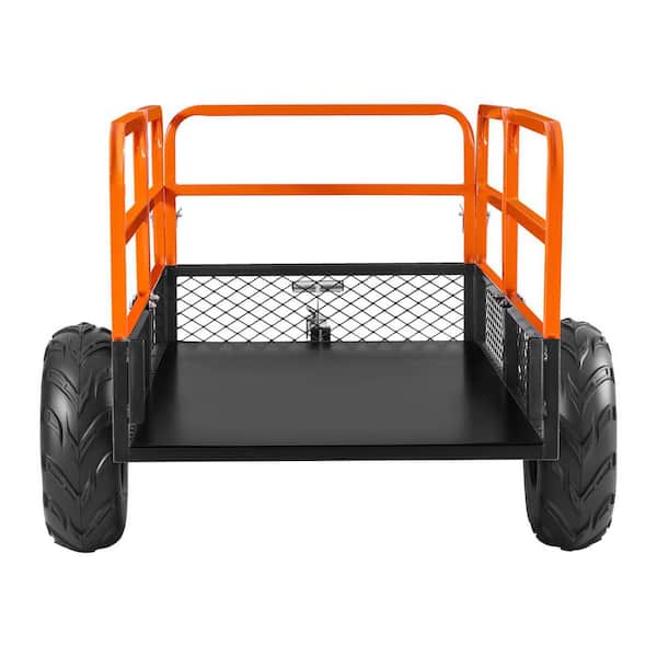 1600 lbs. Garden Utility Trailer, Tow-Behind Steel Dump Cart with Removable Panel, 22 cu. ft. Steel Garden Cart