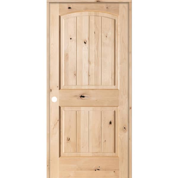Krosswood Doors 30 in. x 80 in. Knotty Alder 2 Panel Top Rail Arch V-Groove  Solid Wood Right-Hand Single Prehung Interior Door KA.121V.26.68.138.RH -  The Home Depot