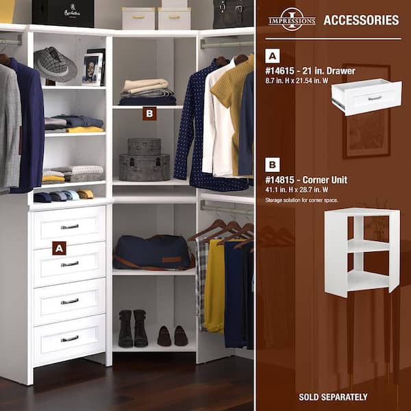 ClosetMaid - Impressions Basic Plus 60 in. W - 120 in. W White Wood Closet System