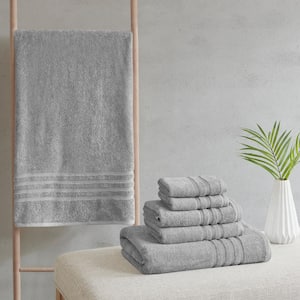 Nurture 6-Piece Grey Sustainable Antimicrobial Cotton Bath Towel Set