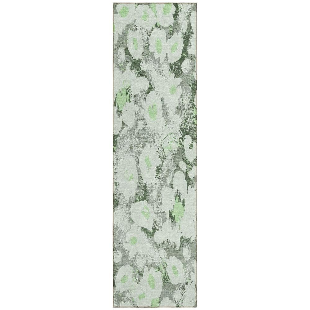 Artichoke Green 2 ft. x 8 ft. Woven Floral Polyester Runner Indoor/Outdoor Area Rug price history on PriceWatchPro