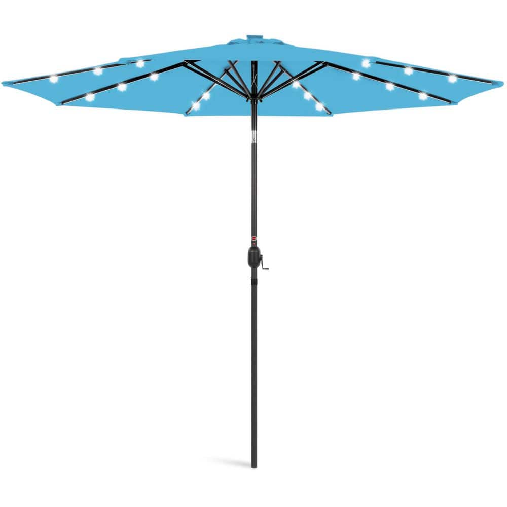 10 ft. Steel Market Solar Tilt Patio Umbrella in Sky Blue