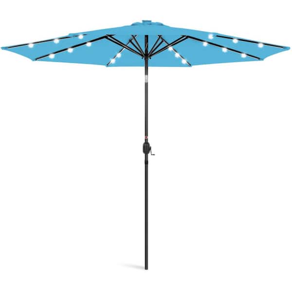 Unbranded 10 ft. Steel Market Solar Tilt Patio Umbrella in Sky Blue