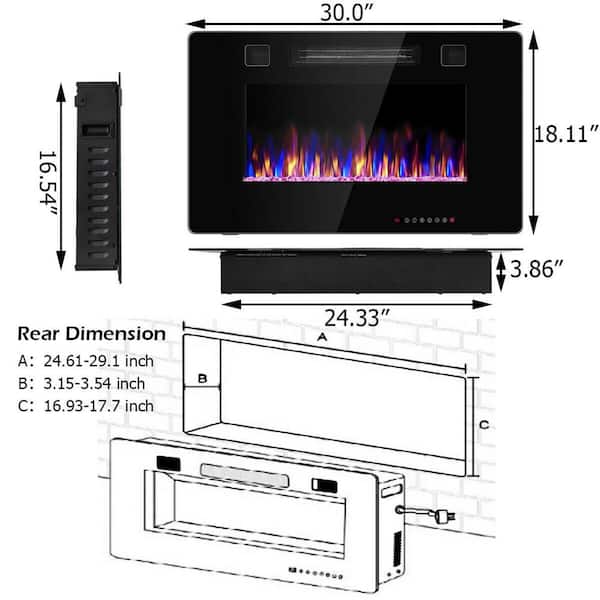 Insert Electric Fireplace Heater, Thin Electric Fireplace Wall Mount