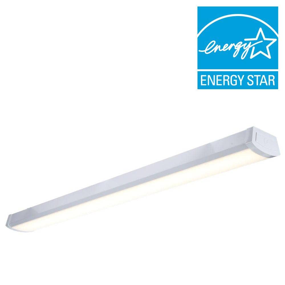 White 48-Inch Steel LED Flush Mount Light Fixture
