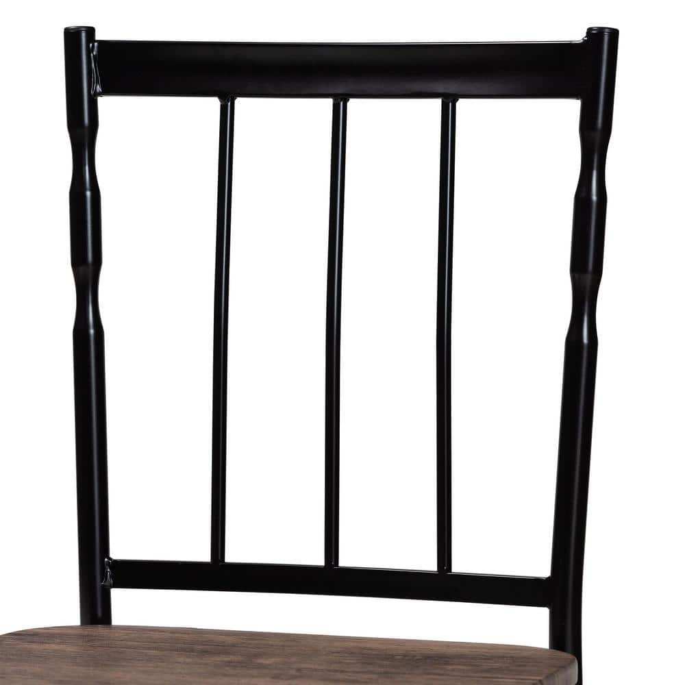 Nevan Brown Wood and Black Metal 5-Piece Dining Set