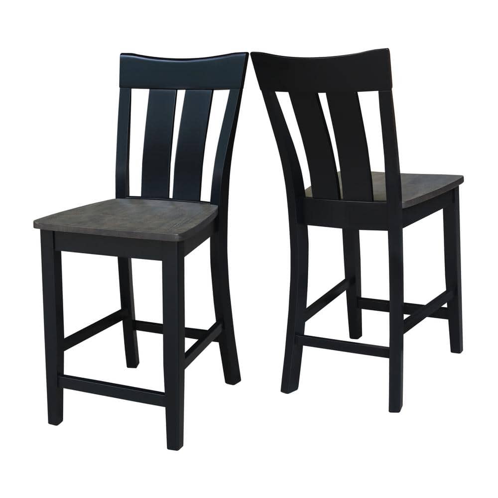Ava 24" Coal Solid Parawood Traditional Counter Stool