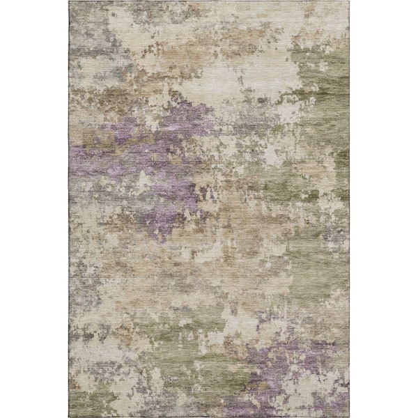 Mayfield Premium Machine Washable Abstract AMF2068 Beige 8 ft. x 10 ft. Area Rug