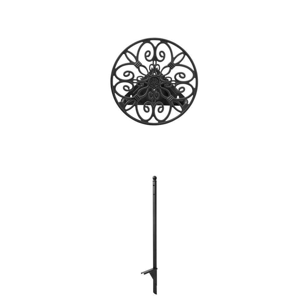 LIBERTY GARDEN 125 ft. Americana Matte Black Aluminum & Steel Customizable Garden Hose Reel Combo - The Home Depot