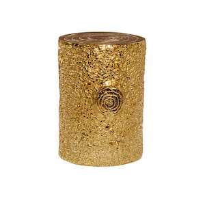13 in. Gold Medium Cylinder Aluminum End Accent Table