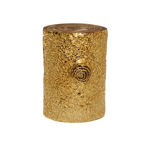 Litton Lane 13 in. Gold Medium Cylinder Aluminum End Accent Table