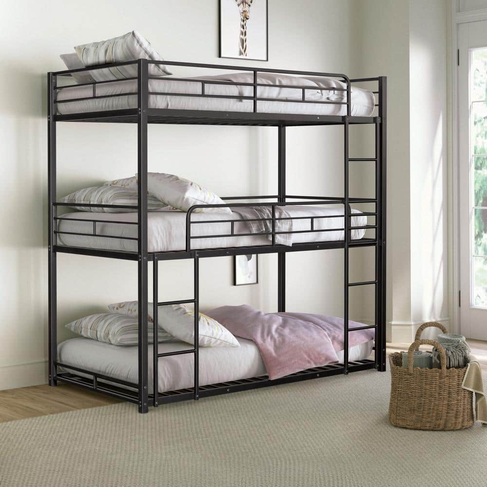Furniture of America Pinte Kids Black Triple Twin Bunk Bed