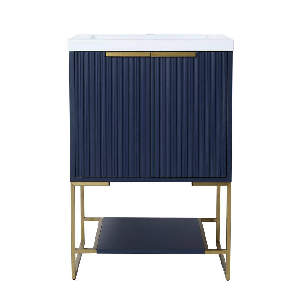24 in. W x 18.1 in. D x 35 in. H Single Sink Freestanding Bath Vanity in Bl