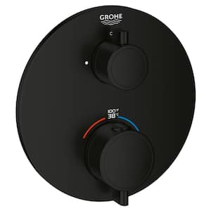 Grohtherm Single Function Thermostatic Round 2-Handle Tub & Shower Trim Kit in Matte Black (Valve Not Included)