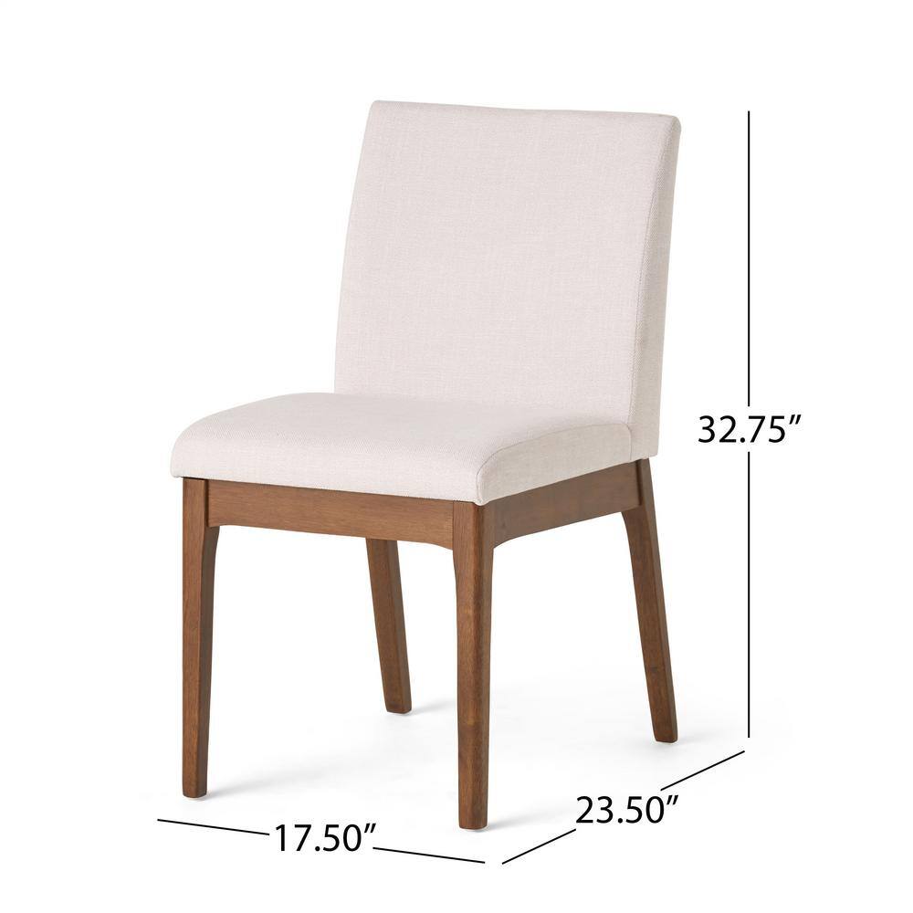 Walnut and Light Beige 7-Piece Mid-Century Modern Dining Set